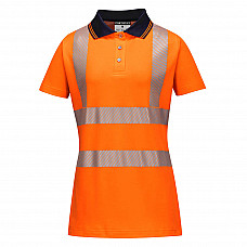 LW72 Orange/Black Hi-Vis Women's Cotton Comfort Pro Polo Shirt S/S