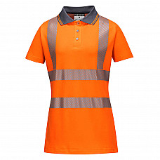 LW72 Orange/Grey Hi-Vis Women's Cotton Comfort Pro Polo Shirt S/S