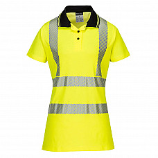 LW72 Yellow/Black Hi-Vis Women's Cotton Comfort Pro Polo Shirt S/S