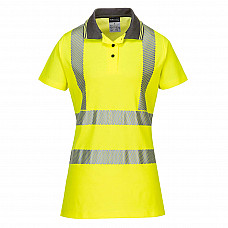 LW72 Yellow/Grey Hi-Vis Women's Cotton Comfort Pro Polo Shirt S/S