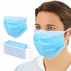 Non-Woven 3 Ply Blue Disposable Surgical Face Mask (Pack Of 50)