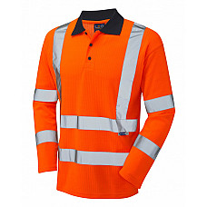 SWIMBRIDGE ISO 20471 Cl 3 Comfort Sleeved Polo Shirt HV ORANGE