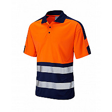 WATERSMEET ISO 20471 Cl 1 Dual Colour Coolviz Plus Polo Shirt HV ORANGE/NAVY