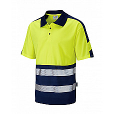 WATERSMEET ISO 20471 Cl 1 Dual Colour Coolviz Plus Polo Shirt HV YELLOW/NAVY