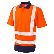 MORTEHOE ISO 20471 Cl 2 Dual Colour Coolviz Plus Polo Shirt HV ORANGE/NAVY