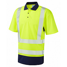 MORTEHOE ISO 20471 Cl 2 Dual Colour Coolviz Plus Polo Shirt HV YELLOW/NAVY