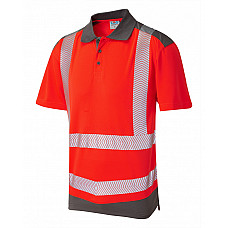 PEPPERCOMBE ISO 20471 Class 2 Dual Colour Coolviz Plus Polo Shirt HV RED/GREY