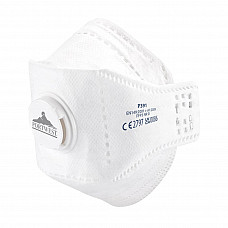 P391 White EAGLE FFP3 Valved Dolomite Fold Flat Respirator (Pk10)