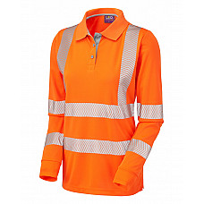 POLLYFIELD ISO 20471 Cl 3 Coolviz Plus Women's Sleeved Polo Shirt HV ORANGE