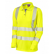 POLLYFIELD ISO 20471 Cl 3 Coolviz Plus Women's Sleeved Polo Shirt HV YELLOW