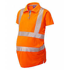 LOVACOTT ISO 20471 Cl 2 Coolviz Ultra Maternity Polo Shirt HV ORANGE