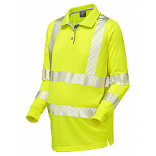 YARNACOTT ISO 20471 Cl 2 Coolviz Ultra Maternity Long Sleeve Polo Shirt HV YELLOW