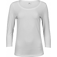 White Women's Stretch 3/4 Sleeve Tee