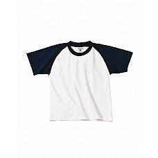 White/Navy Kids Short Sleeve Baseball Tee