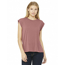 Mauve Women's Flowy Muscle Tee with Rolled Cuff