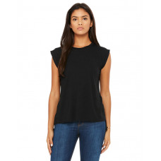 Black Women's Flowy Muscle Tee with Rolled Cuff