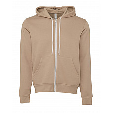 Tan Canvas Unisex Poly-Cotton Fleece Full-Zip Hoodie