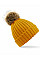 Mustard Faux Fur Pom Pom Chunky Beanie