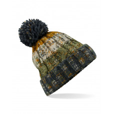 Autumn Moss Corkscrew Pom Pom Beanie