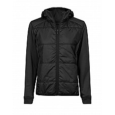 Black/Black Women's Hybrid-Stretch Hooded Jacket