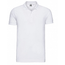 White Men's Fitted Stretch Polo