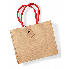 Natural/Bright Red Jute Classic Shopper