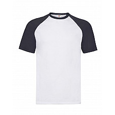 White/Deep Navy Men's Valueweight Short Sleeve Baseball T-Shirt