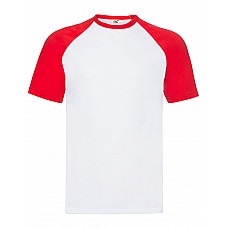 White/Red Men's Valueweight Short Sleeve Baseball T-Shirt