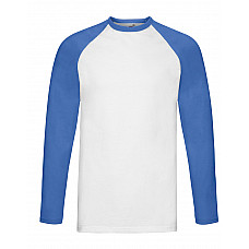 White/Royal Blue Men's Valueweight Long Sleeve Baseball T-Shirt