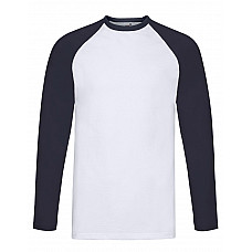 White/Deep Navy Men's Valueweight Long Sleeve Baseball T-Shirt