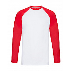 White/Red Men's Valueweight Long Sleeve Baseball T-Shirt