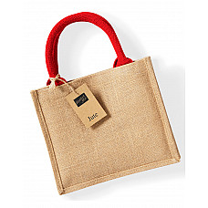 Natural/Bright Red Jute Mini Gift Bag