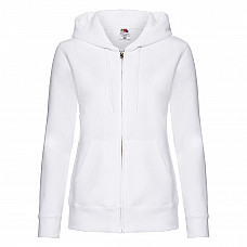 White Ladies' Premium Hooded Sweat Jacket