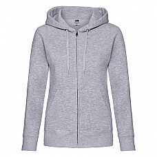 Heather Grey Ladies' Premium Hooded Sweat Jacket