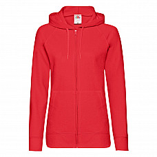 Red Ladies' Lightweight Hooded Sweat Jacket