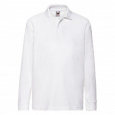 White Kid's 65/35 L/Sleeve Polo