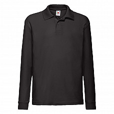 Black Kid's 65/35 L/Sleeve Polo