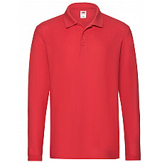 Red Men's Premium Long Sleeve Polo