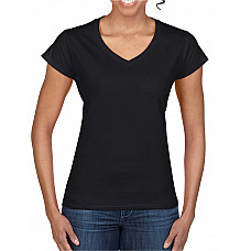 Black Softstyle® Ladies' V-Neck T-Shirt