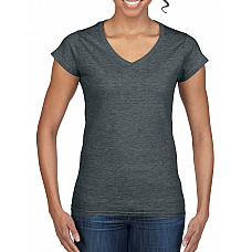 Dark Heather Softstyle® Ladies' V-Neck T-Shirt