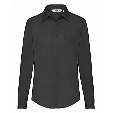 Black Ladies' Long Sleeve Poplin Shirt