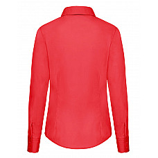 Red Ladies' Long Sleeve Poplin Shirt