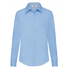 Mid Blue Ladies' Long Sleeve Poplin Shirt