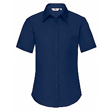 Navy Blue Ladies' Short Sleeve Poplin Shirt