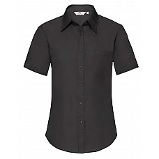 Black Ladies' Short Sleeve Poplin Shirt