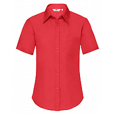 Red Ladies' Short Sleeve Poplin Shirt