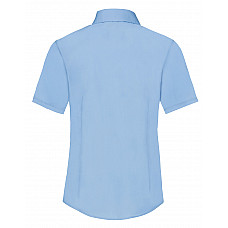 Mid Blue Ladies' Short Sleeve Poplin Shirt