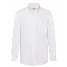 White Men's Long Sleeve Oxford Shirt