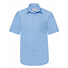 Mid Blue Men's Short Sleeve Poplin Shirt