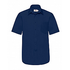 Navy Blue Men's Short Sleeve Poplin Shirt